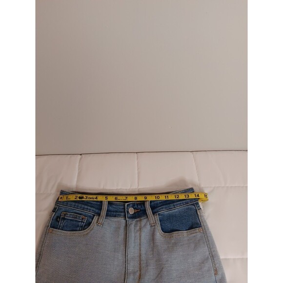 JUDY BLUE COLORBLOCK HIGH RISE  DENIM JEAN SHORTS SIZE MEDIUM - Picture 5 of 8